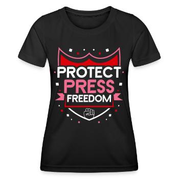 Protège la liberté de la presse Journaliste Loi sur la presse - T-shirt sport Femme - noir - Devant - AI Model Female 172 light (172cm)