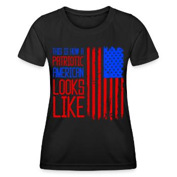 So Sieht Ein Patriotischer Amerikaner Aus USA - Frauen Funktions-T-Shirt - Schwarz - Vorne - AI Model Female 172 light (172cm)