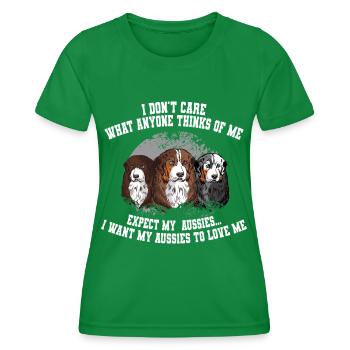 Berger australien amoureux chien maman papa australien - T-shirt sport Femme - vert - Devant - AI Model Female 172 dark (172cm)