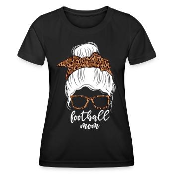 Football Mom Messy Bun Leopard Mama - Women's Functional T-Shirt - black - Front - AI Model Female 172 light (172cm)