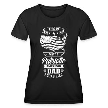 So Sieht Patriotischer Amerikanischer Vater Aus - Frauen Funktions-T-Shirt - Schwarz - Vorne - AI Model Female 172 light (172cm)