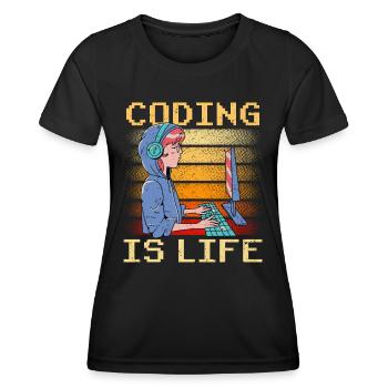 Coding Ist Leben Coder Code Programmierer - Frauen Funktions-T-Shirt - Schwarz - Vorne - AI Model Female 172 light (172cm)
