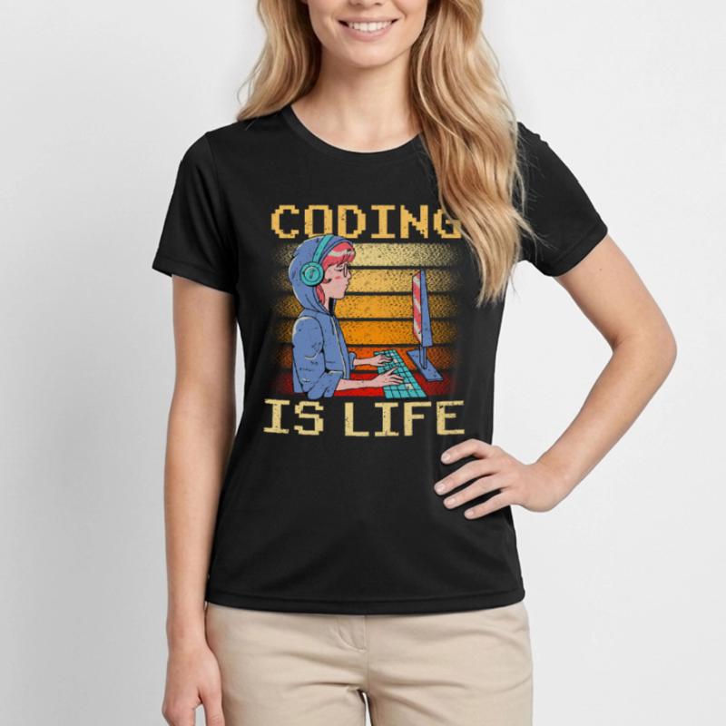 Coding Ist Leben Coder Code Programmierer Frauen Funktions-T-Shirt
