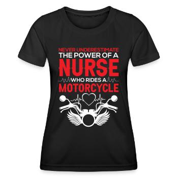 Funny Nurse Motorcycle Nursing - Women's Functional T-Shirt - black - Front - AI Model Female 172 light (172cm)