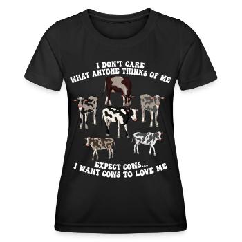Je me fiche de ce que les gens pensent de moi Éleveur de vaches - T-shirt sport Femme - noir - Devant - AI Model Female 172 light (172cm)