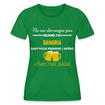 Ne me dérangez pas QUAND J'ai l'apéro sangria - T-shirt sport Femme - vert - Devant - AI Model Female 172 dark (172cm)