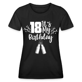 18 C’est mon anniversaire garçon d’anniversaire dix-huit ans - T-shirt sport Femme - noir - Devant - AI Model Female 172 light (172cm)