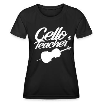 Professeur de violoncelle Professeur de violoncelle Violoncelle Violoncelliste - T-shirt sport Femme - noir - Devant - AI Model Female 172 light (172cm)