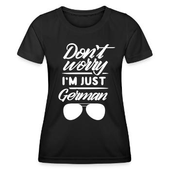 Ne vous inquiétez pas, je ne suis qu’une voix allemande allemande - T-shirt sport Femme - noir - Devant - AI Model Female 172 light (172cm)