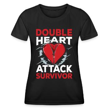 Double heart attack Surviving heart attack - Women's Functional T-Shirt - black - Front - AI Model Female 172 light (172cm)