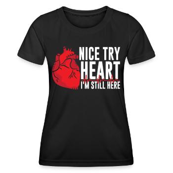 Beau cœur d’essai je suis toujours là - T-shirt sport Femme - noir - Devant - AI Model Female 172 light (172cm)