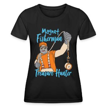 Magnet Fisherman Treasure Hunters Magnet Magnetic Fishing - Women's Functional T-Shirt - black - Front - AI Model Female 172 light (172cm)