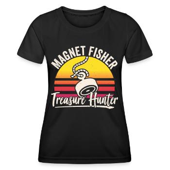 Magnet Fisherman Treasure Hunters Magnet Magnetic Fishing - Women's Functional T-Shirt - black - Front - AI Model Female 172 light (172cm)