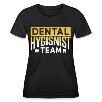 Équipe d’hygiénistes dentaires Dentiste Hygiène dentaire - T-shirt sport Femme - noir - Devant - AI Model Female 172 light (172cm)