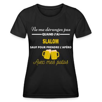 Ne me dérangez pas QUAND J'ai l'apéro slalom - T-shirt sport Femme - noir - Devant - AI Model Female 172 light (172cm)
