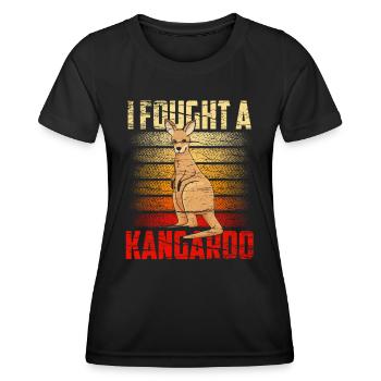 Je me suis battu avec un kangourou animal kangourou kangourou - T-shirt sport Femme - noir - Devant - AI Model Female 172 light (172cm)