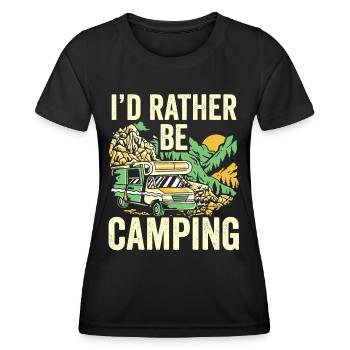 Je préfère camper camper camp camping - T-shirt sport Femme - noir - Devant - AI Model Female 172 light (172cm)