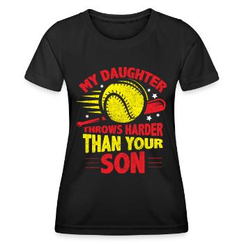 Ma fille lance le baseball plus fort que votre fils - T-shirt sport Femme - noir - Devant - AI Model Female 172 light (172cm)