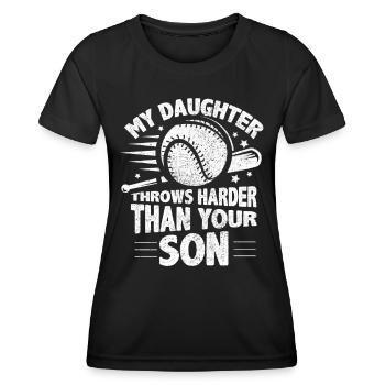 Ma fille lance le baseball plus fort que votre fils - T-shirt sport Femme - noir - Devant - AI Model Female 172 light (172cm)
