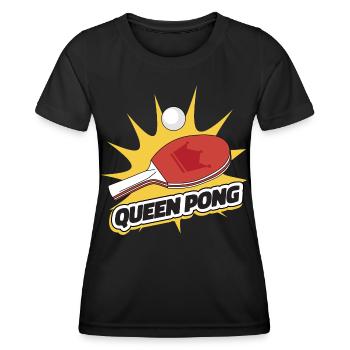 Queen Pong Outfit Tennis de Table Batte Ping-Pong - T-shirt sport Femme - noir - Devant - AI Model Female 172 light (172cm)