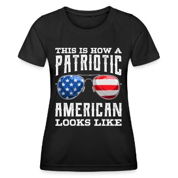 So Sieht Ein Patriotischer Amerikaner Aus USA - Frauen Funktions-T-Shirt - Schwarz - Vorne - AI Model Female 172 light (172cm)