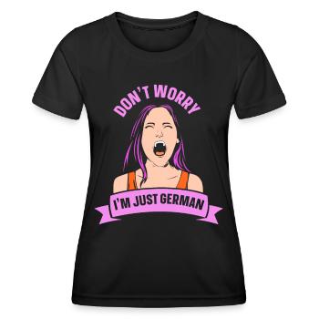 Ne vous inquiétez pas, je ne suis qu’une voix allemande allemande - T-shirt sport Femme - noir - Devant - AI Model Female 172 light (172cm)