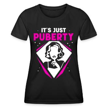 C’est juste la puberté adulte dictons adolescents - T-shirt sport Femme - noir - Devant - AI Model Female 172 light (172cm)