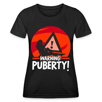 Avertissement: Adolescent adulte sarcastique de puberté - T-shirt sport Femme - noir - Devant - AI Model Female 172 light (172cm)