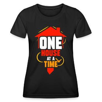 Ein Haus Nach Dem Anderen Häuser Immobilienmakler - Frauen Funktions-T-Shirt - Schwarz - Vorne - AI Model Female 172 light (172cm)