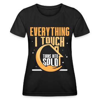 Tout ce que je touche est vendu maisons courtiers - T-shirt sport Femme - noir - Devant - AI Model Female 172 light (172cm)