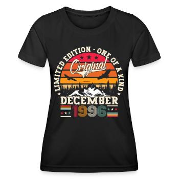 December Born 1996 26th birthday gift - Women's Functional T-Shirt - black - Front - AI Model Female 172 light (172cm)
