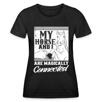Mon cheval et moi sommes liés par magie à l’équitation - T-shirt sport Femme - noir - Devant - AI Model Female 172 light (172cm)
