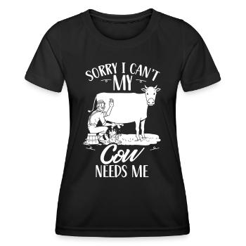 Ma vache n’a-t-elle pas besoin de moi vache laitière vache - T-shirt sport Femme - noir - Devant - AI Model Female 172 light (172cm)