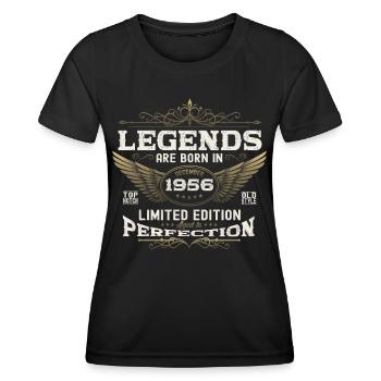 Né en décembre 1956 66e anniversaire Légende Mann - T-shirt sport Femme - noir - Devant - AI Model Female 172 light (172cm)