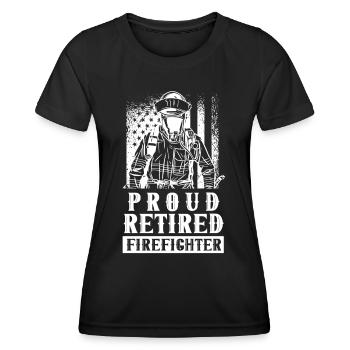 Fier pompier à la retraite Retraité - T-shirt sport Femme - noir - Devant - AI Model Female 172 light (172cm)