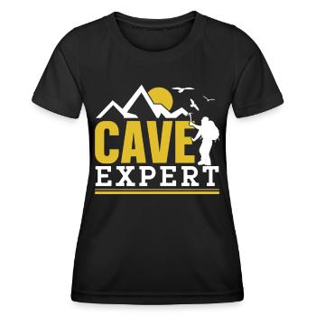 Höhlenforscher Höhlenwandern Caving Höhle Cave - Frauen Funktions-T-Shirt - Schwarz - Vorne - AI Model Female 172 light (172cm)
