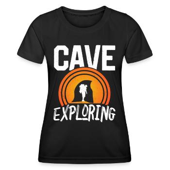 Höhle Erforschen Caving Höhlenwandern Cave - Frauen Funktions-T-Shirt - Schwarz - Vorne - AI Model Female 172 light (172cm)