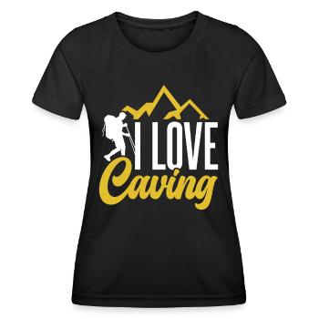 I love caving caving caving - Women's Functional T-Shirt - black - Front - AI Model Female 172 light (172cm)