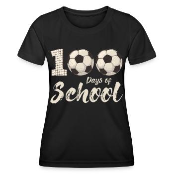 100 Days of School Schulsport Ball Fußballer - Frauen Funktions-T-Shirt - Schwarz - Vorne - AI Model Female 172 light (172cm)