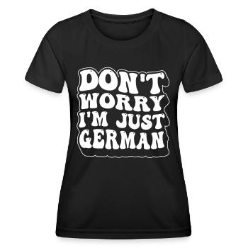 Ne vous inquiétez pas, je ne suis qu’une voix allemande allemande - T-shirt sport Femme - noir - Devant - AI Model Female 172 light (172cm)