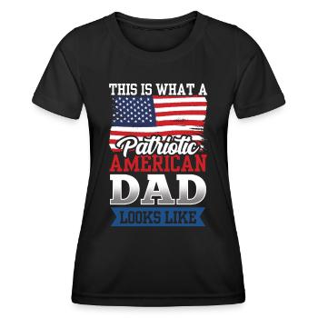 So Sieht Patriotischer Amerikanischer Vater Aus - Frauen Funktions-T-Shirt - Schwarz - Vorne - AI Model Female 172 light (172cm)