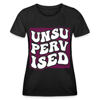Humour sarcastique sans surveillance - T-shirt sport Femme - noir - Devant - AI Model Female 172 light (172cm)