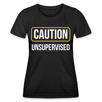 Attention sans surveillance sans surveillance Sarcastique non supervisé - T-shirt sport Femme - noir - Devant - AI Model Female 172 light (172cm)