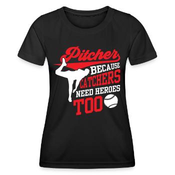 Lanceur parce que les receveurs ont aussi besoin de héros Lanceurs - T-shirt sport Femme - noir - Devant - AI Model Female 172 light (172cm)