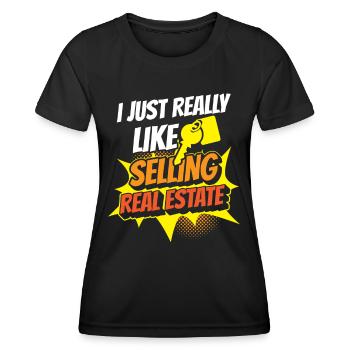 I like it easy to sell real estate brokers - Women's Functional T-Shirt - black - Front - AI Model Female 172 light (172cm)
