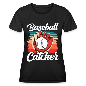 Receveur de baseball Joueur de baseball Hobby - T-shirt sport Femme - noir - Devant - AI Model Female 172 light (172cm)