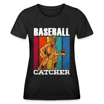 Receveur de baseball Joueur de baseball Hobby - T-shirt sport Femme - noir - Devant - AI Model Female 172 light (172cm)