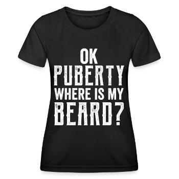Ok puberté où est ma barbe? Adolescent adulte - T-shirt sport Femme - noir - Devant - AI Model Female 172 light (172cm)
