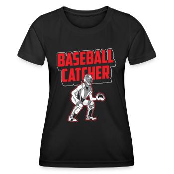 Receveur de baseball Joueur de baseball Hobby - T-shirt sport Femme - noir - Devant - AI Model Female 172 light (172cm)