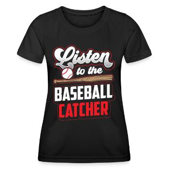 Écouter le receveur de baseball Hobby - T-shirt sport Femme - noir - Devant - AI Model Female 172 light (172cm)